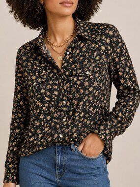 Floral Oversized Button Up Shirt Boho Cottagecore Blouse Ascot & Hart